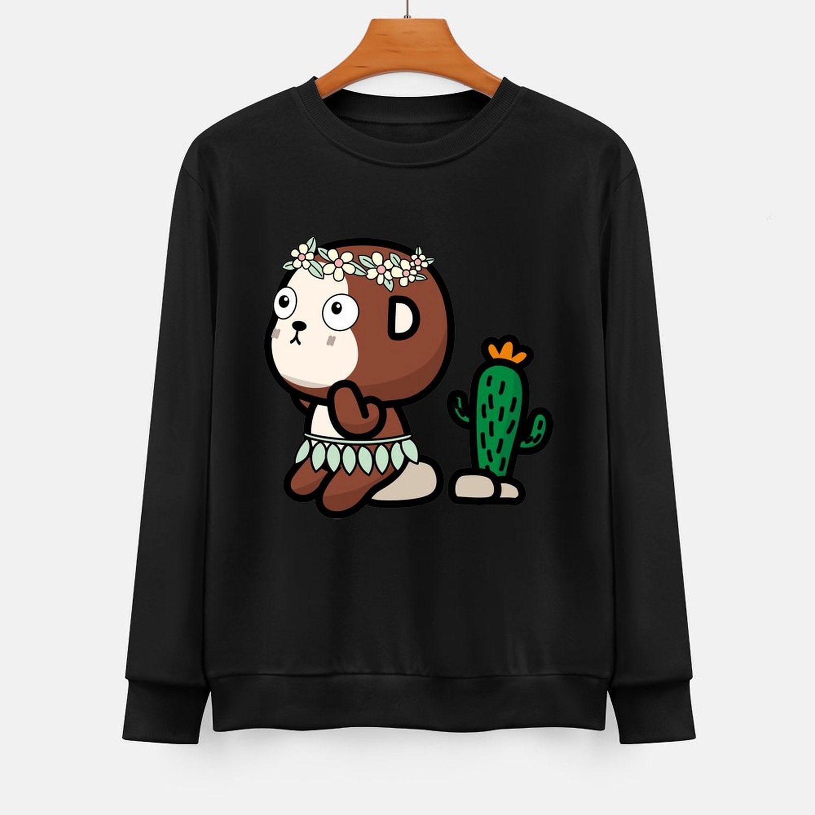 Front Patterned Long Sleeve TopLong Lasting Relaxed Fit